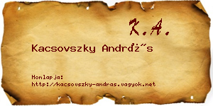 Kacsovszky András névjegykártya